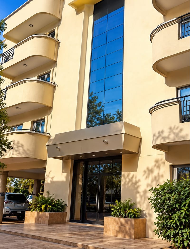 Immeuble de standing à balcons arrondis, Cité Keur Gorgui à Dakar